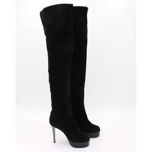 Giuseppe Zanotti Suede Over The Knee Boots 38 Womens Size 8 Black Designer